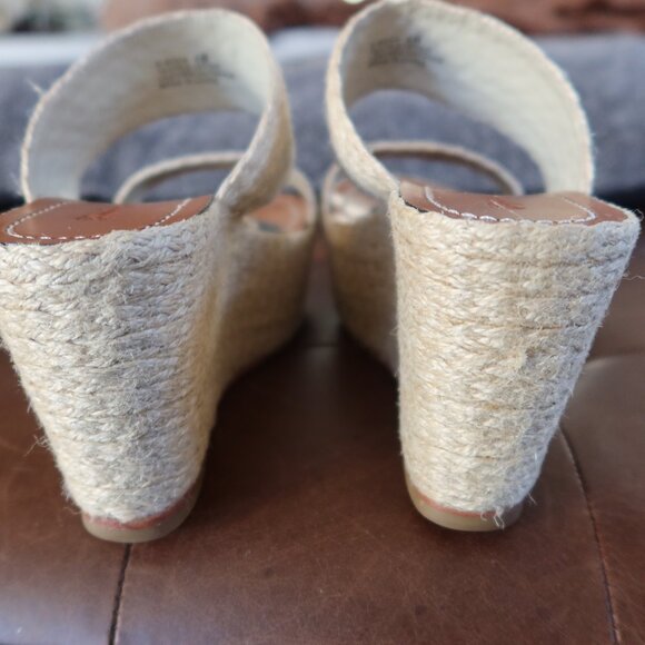 Elizabeth and James "Boca" tall platform wedge sandals/shoes size 6B raffia/jute - Picture 7 of 16